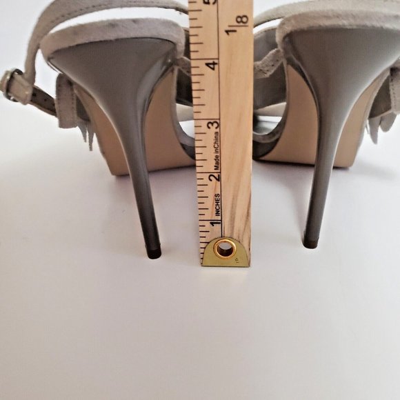 Limelight Women's Shoes 10 Ruffle 4" Heel Gray Suede Open Toe Sling Back Ella - Picture 7 of 15